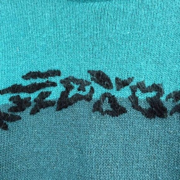 Vintage Segue Embroidered silk angora lambswool Sweater Blue Size Medium - Picture 4 of 8